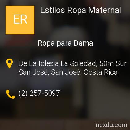 Estilos Ropa Maternal en San José - Teléfonos y Dirección