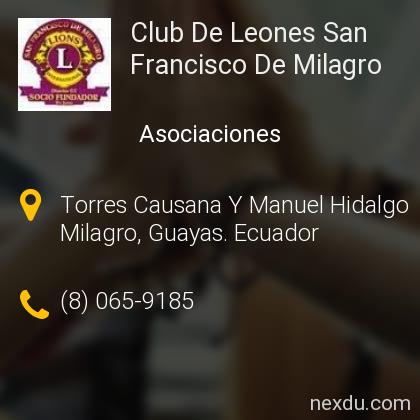 Club De Leones San Francisco De Milagro en Milagro - Teléfonos y Dirección