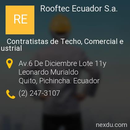 Rooftec Ecuador S A En Quito Teléfonos Y Dirección