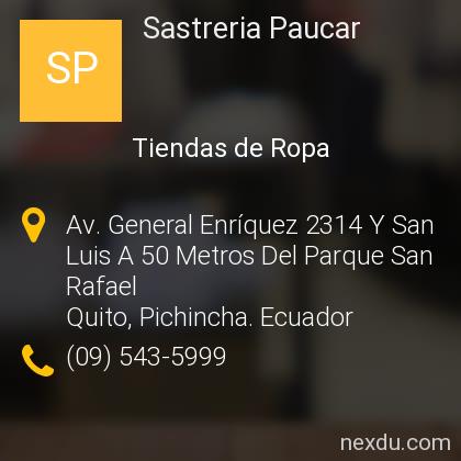 Sastreria Paucar en Quito - Teléfonos y Dirección