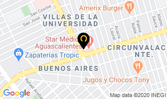 Mapa de Dr. Virgilio Rivera Barragán Cirujano Gastroenterólogo en Aguascalientes
