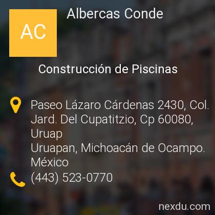 Albercas Conde en Revolución, Uruapan - Teléfonos y Dirección