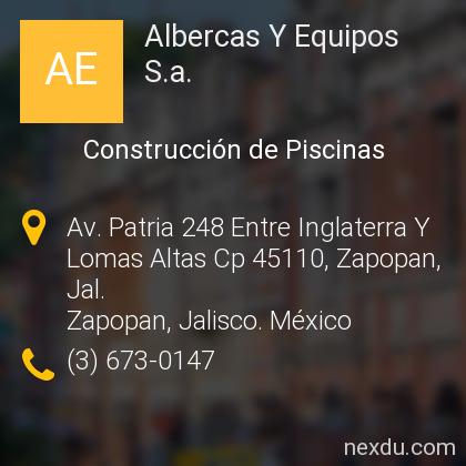 Albercas Y Equipos . en Jardines De La Patria, Zapopan - Teléfonos y  Dirección