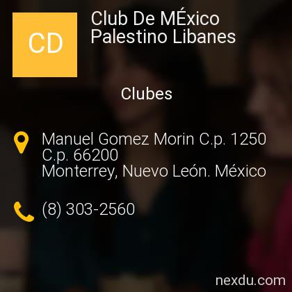 Club De MÉxico Palestino Libanes en Monterrey - Teléfonos y Dirección