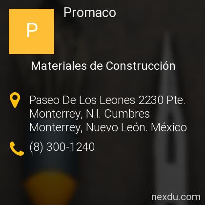 Promaco en Colinas De San Jerónimo, Monterrey - Teléfonos y Dirección