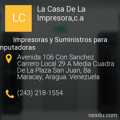La Casa De La Impresora,c.a en Maracay - Teléfonos y Dirección